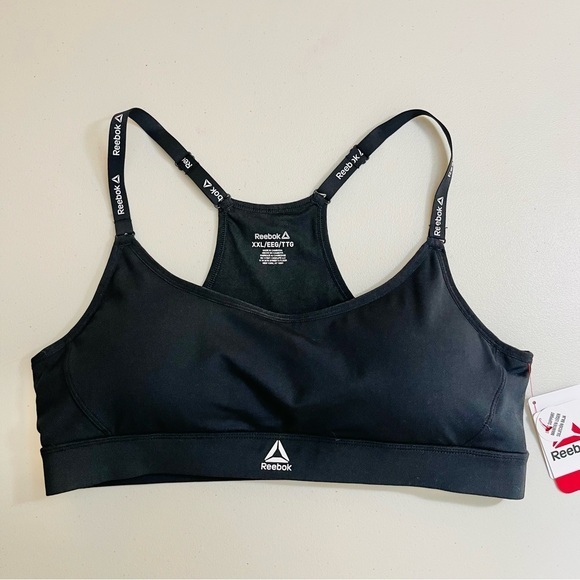 NWT Reebok Black Racerback Sports Bra with Adjustable Straps Women Size XXL - Picture 1 of 6
